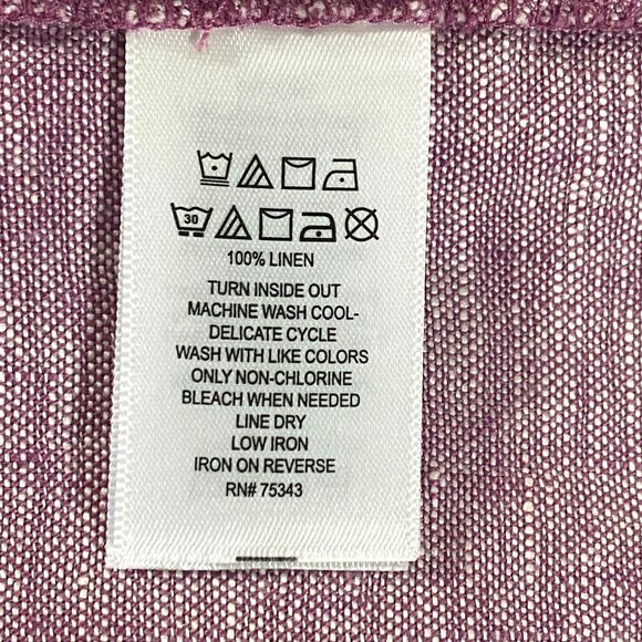 Tahari Linen Popover Shirt Dress Women Plus Size 1X Eggplant Sleeveless Collared - Picture 8 of 11